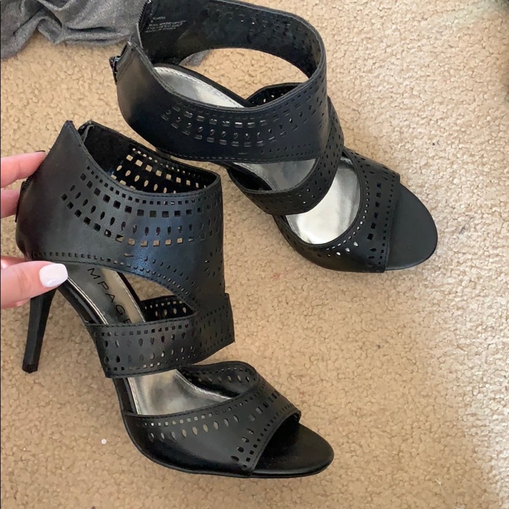Black Lace Detail Heels